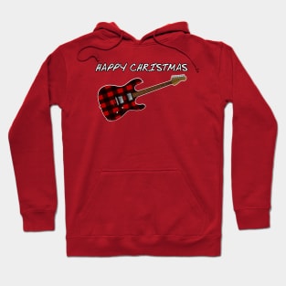 Happy Christmas Plaid Electric Guitar For Guitarists Hoodie